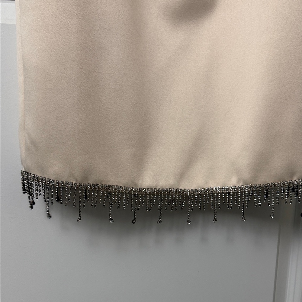 House of CB Blush-Beige Slip Midi Dress with Beaded Hem - Picture 4 of 5